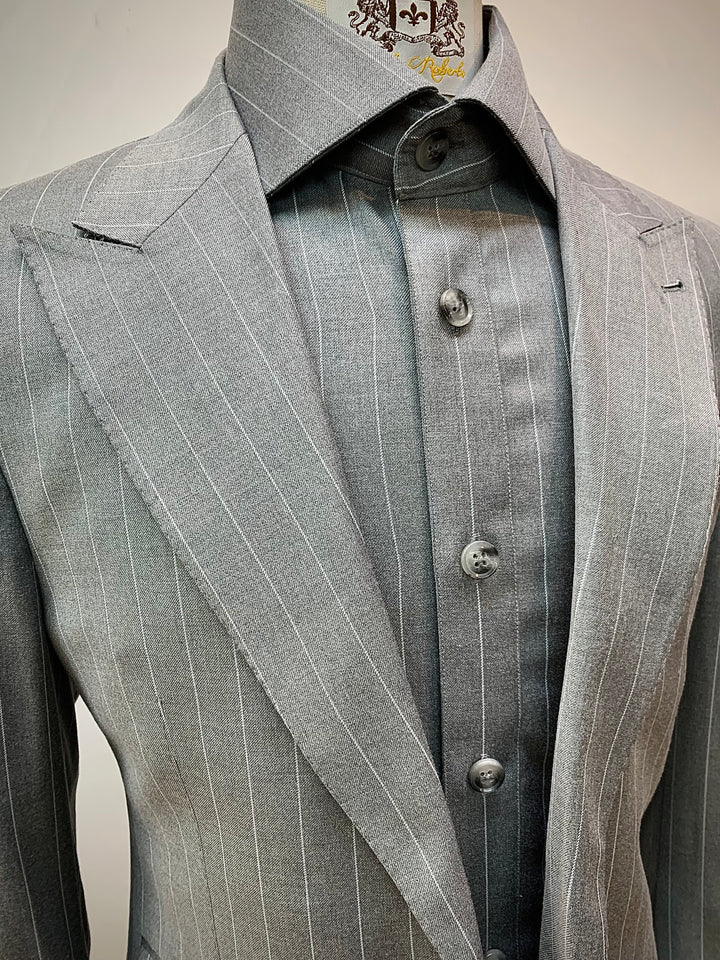 3pc Gray Pinstripe Suit with Matching Shirt