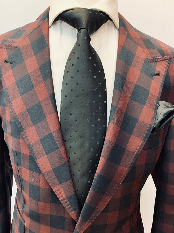 Burgundy and Black Block Plaid