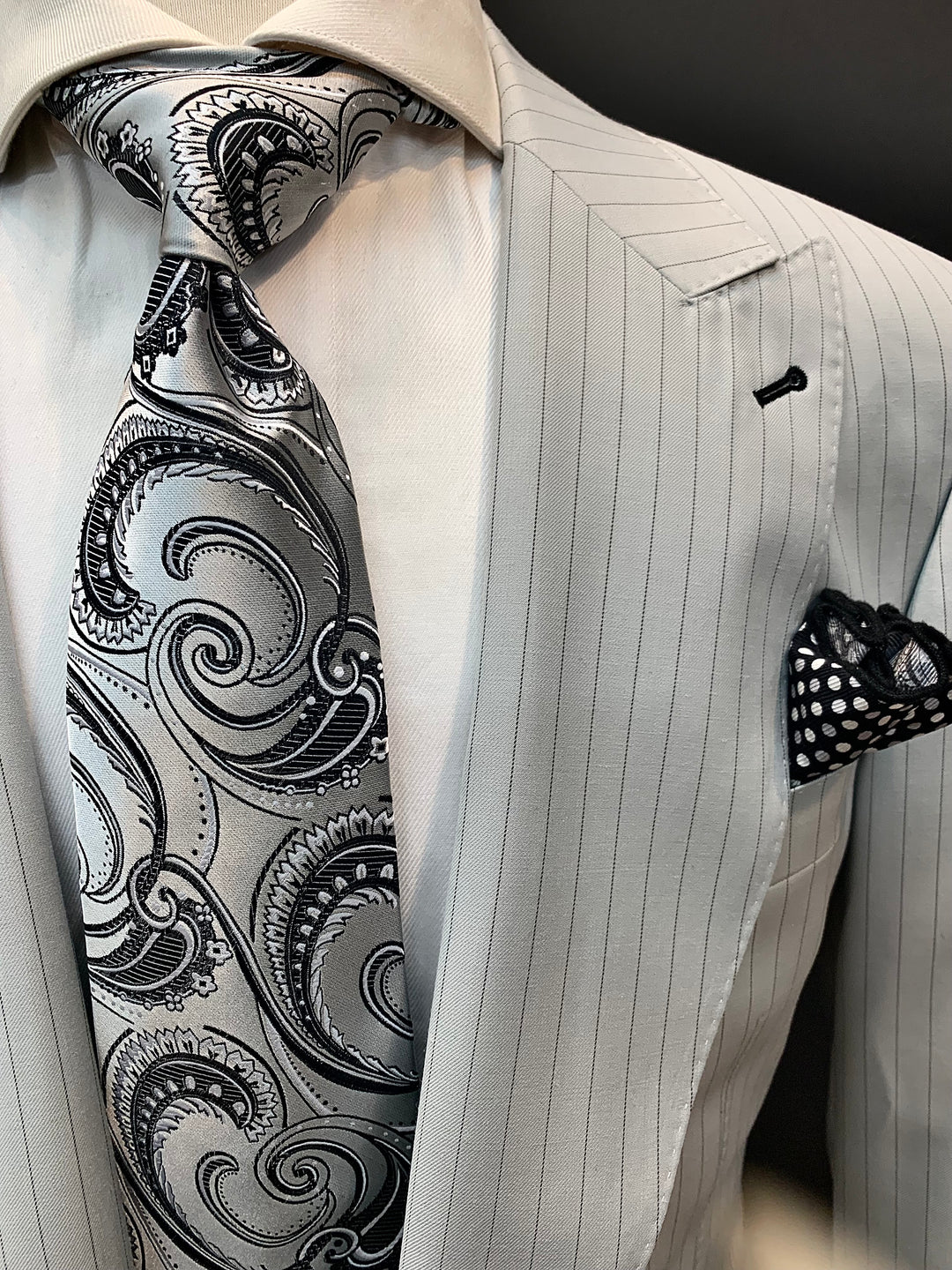 3pc Gray and Black Pinstripe Suit