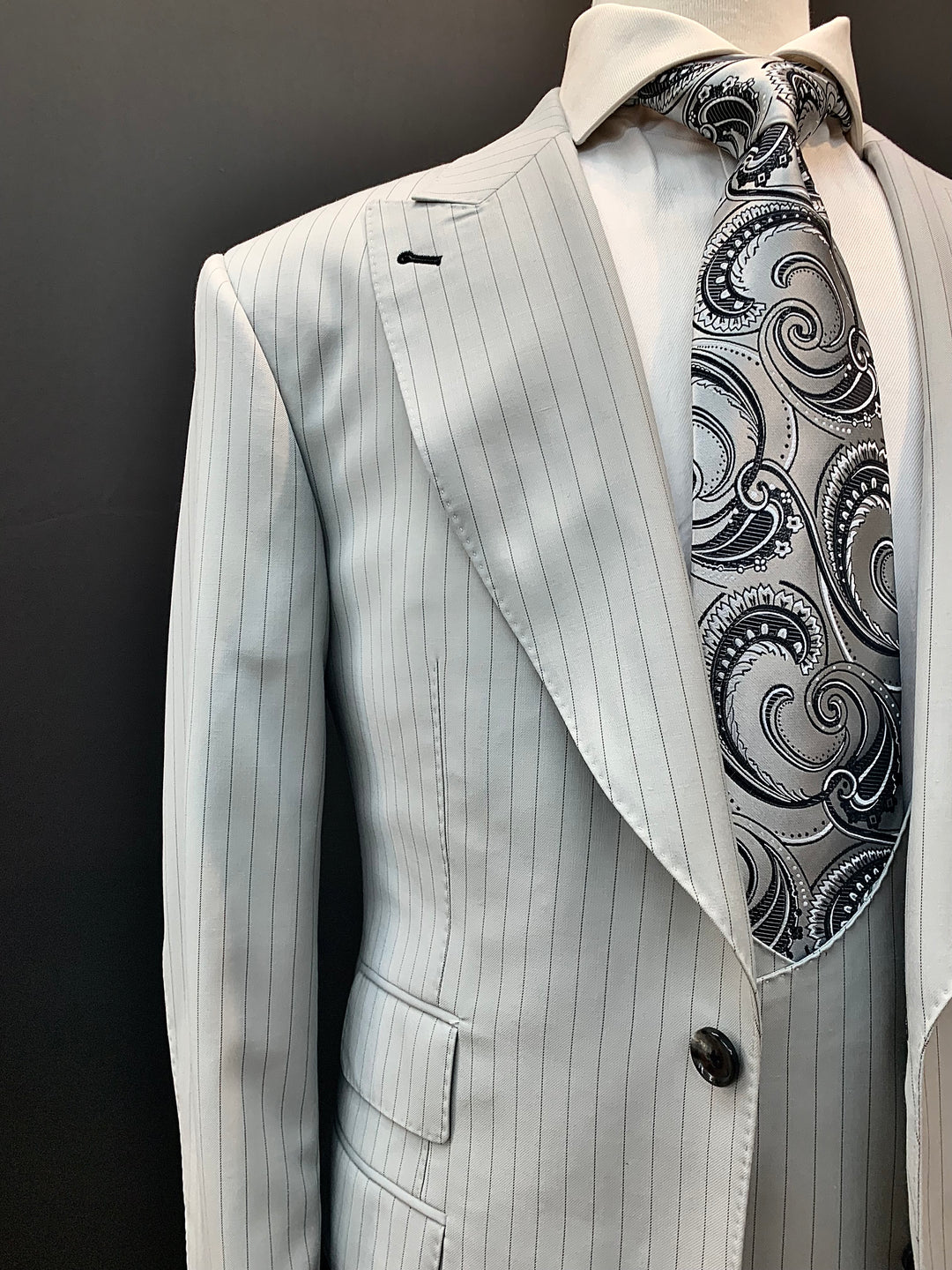 3pc Gray and Black Pinstripe Suit