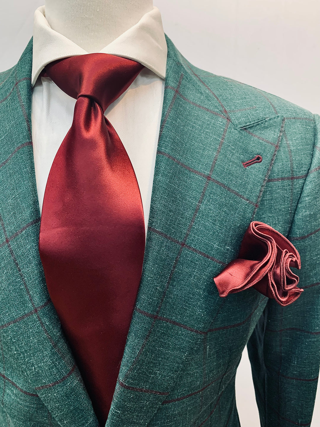 Green and Burgundy Windowpane