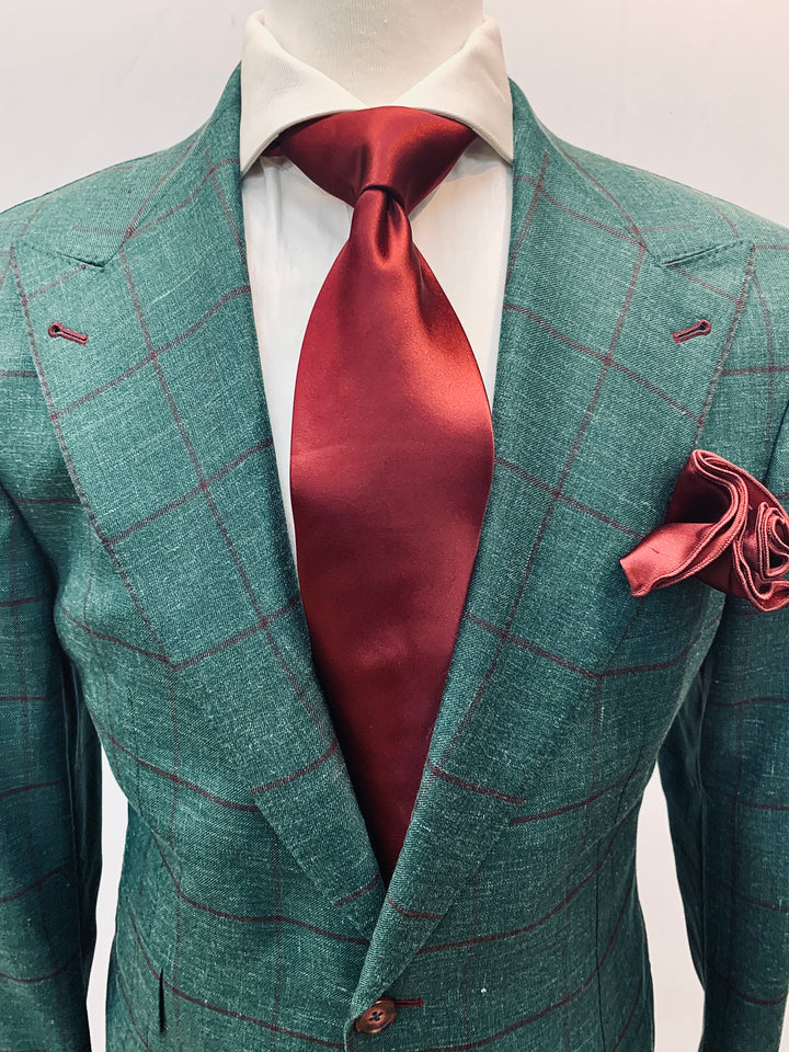 Green and Burgundy Windowpane