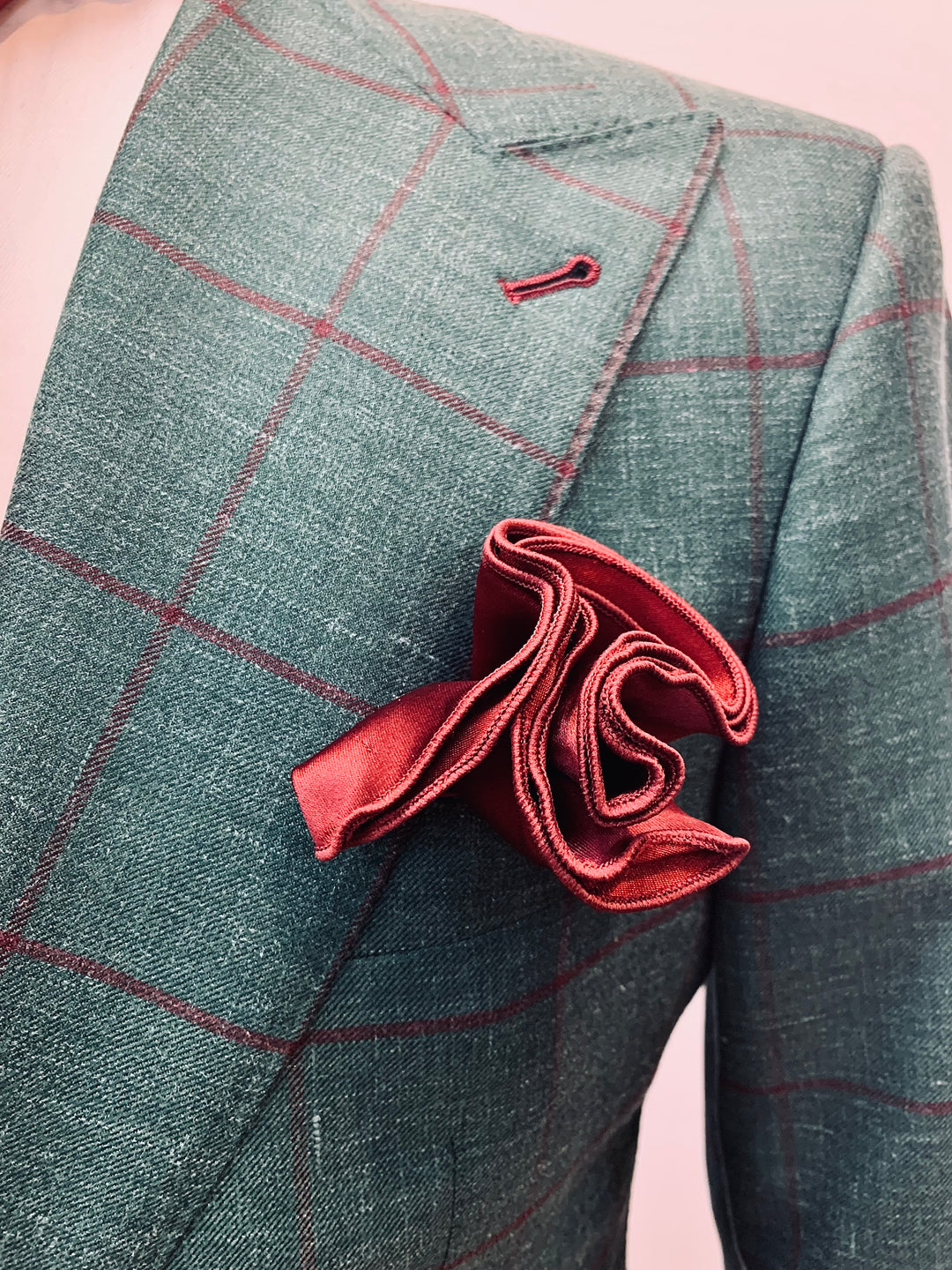 Green and Burgundy Windowpane