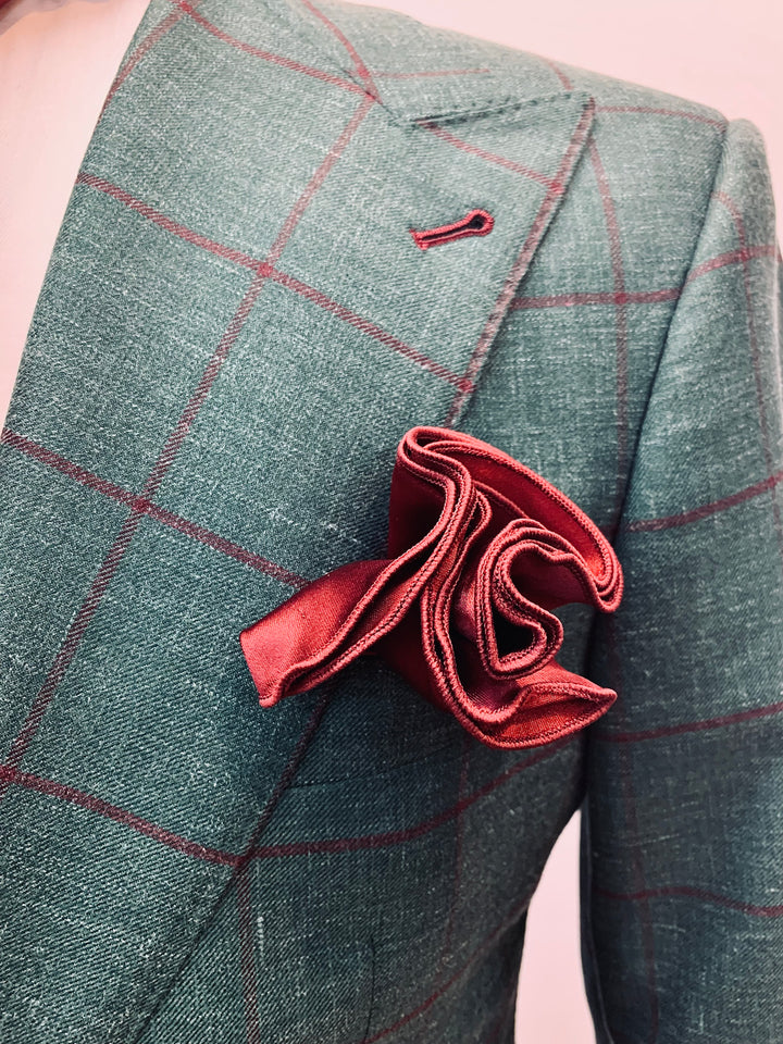 Green and Burgundy Windowpane