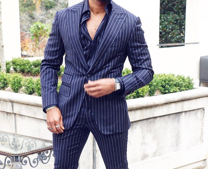 Guabello 3pc Navy Pinstripe Suit with Matching Shirt