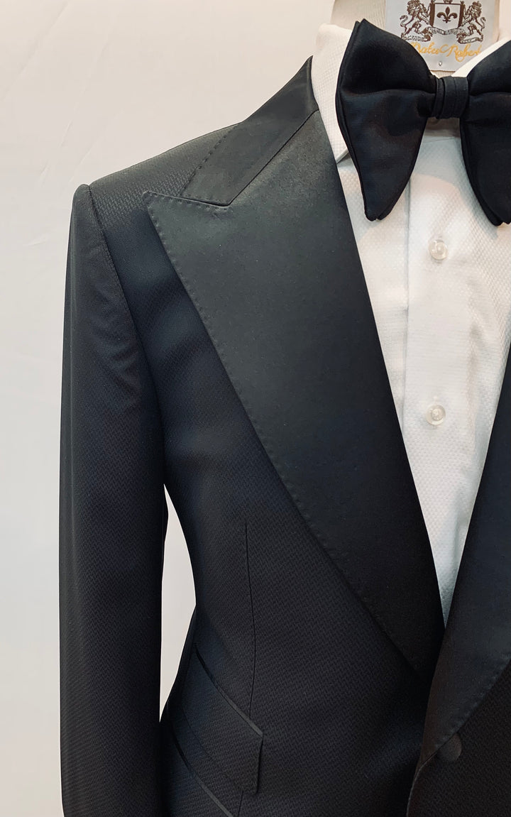 Black Textured Tuxedo with Black Pant