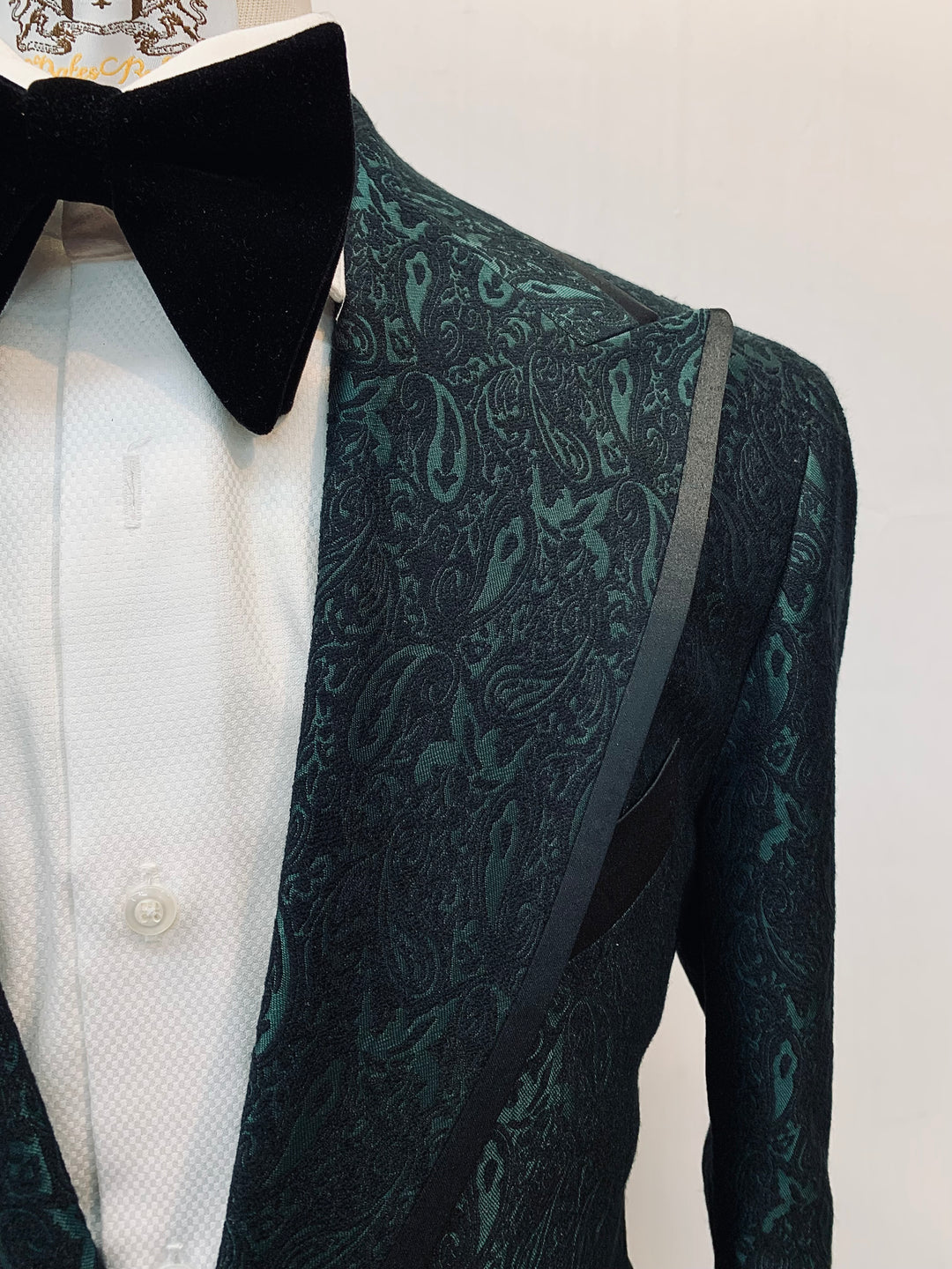 Green Paisley Tuxedo with Black Pants