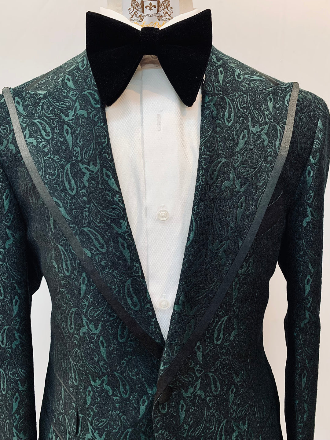 Green Paisley Tuxedo with Black Pants