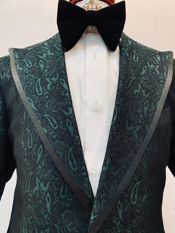 Green Paisley Tuxedo with Black Pants