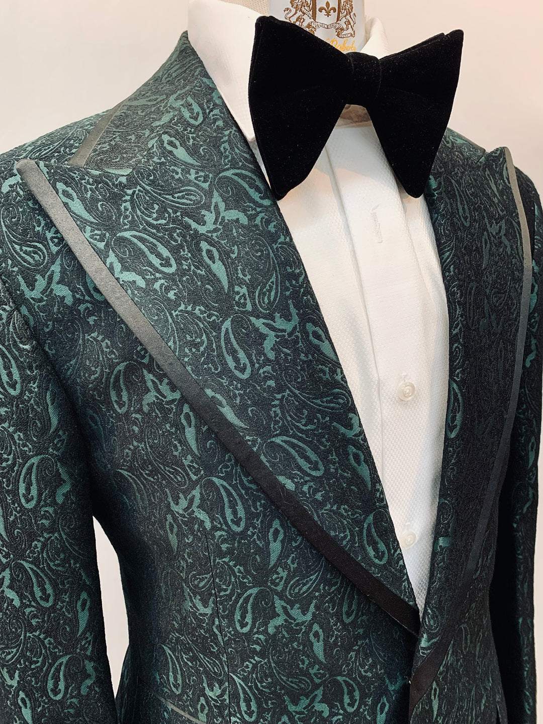 Green Paisley Tuxedo with Black Pants