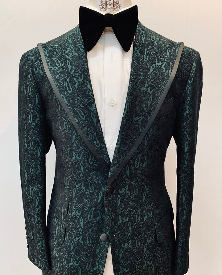 Green Paisley Tuxedo with Black Pants