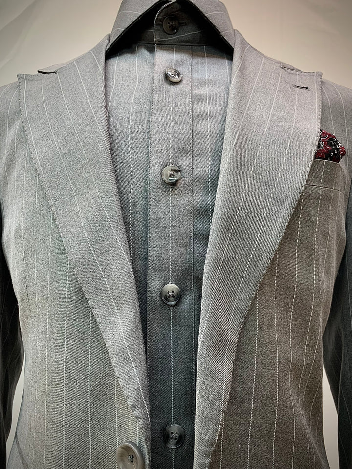3pc Gray Pinstripe Suit with Matching Shirt
