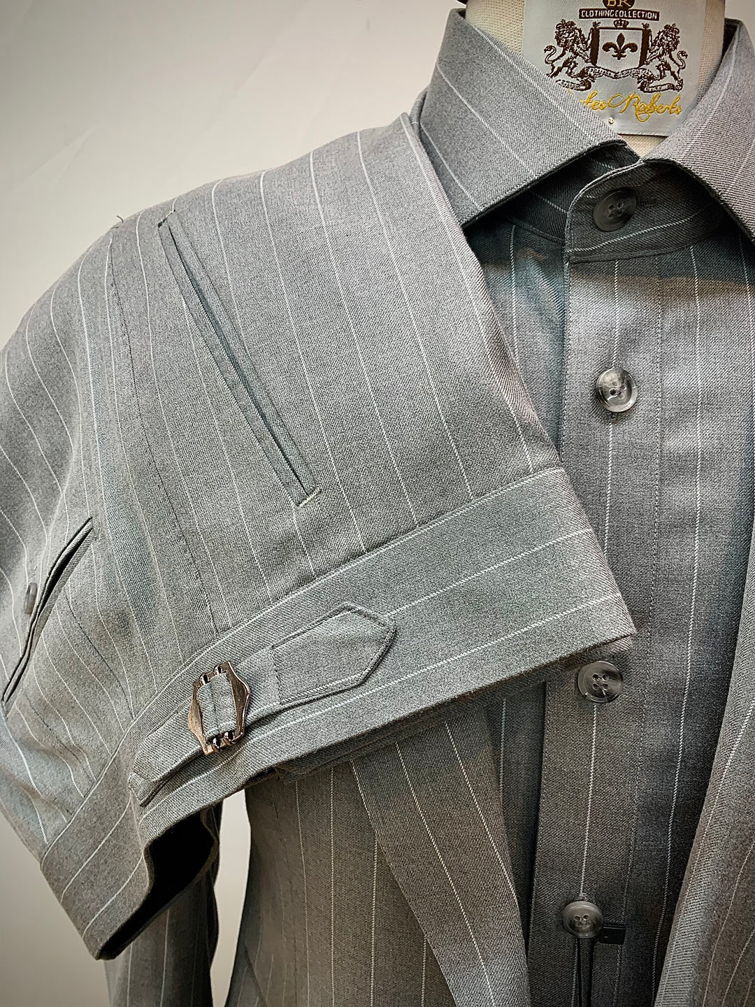 3pc Gray Pinstripe Suit with Matching Shirt